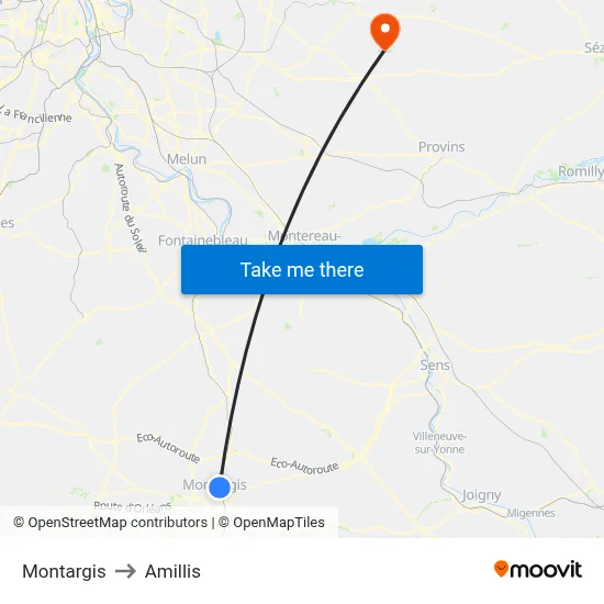 Montargis to Amillis map