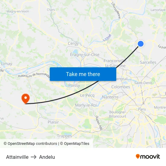 Attainville to Andelu map