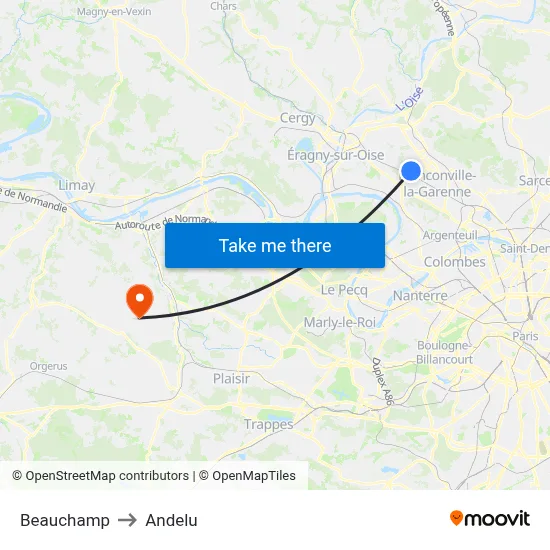 Beauchamp to Andelu map