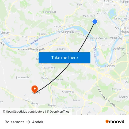 Boisemont to Andelu map