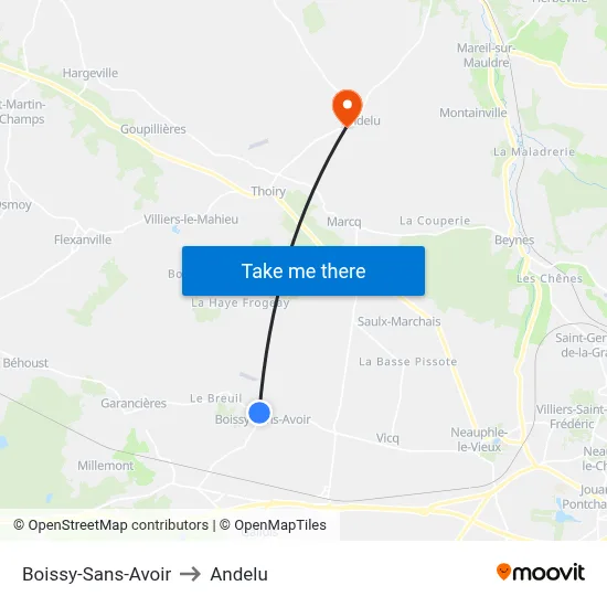 Boissy-Sans-Avoir to Andelu map