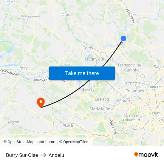 Butry-Sur-Oise to Andelu map
