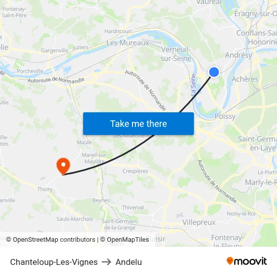 Chanteloup-Les-Vignes to Andelu map