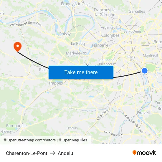 Charenton-Le-Pont to Andelu map