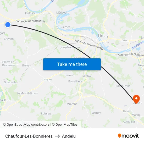 Chaufour-Les-Bonnieres to Andelu map