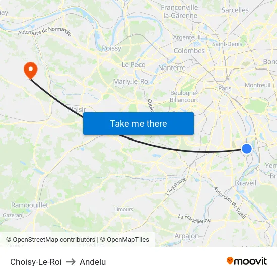 Choisy-Le-Roi to Andelu map