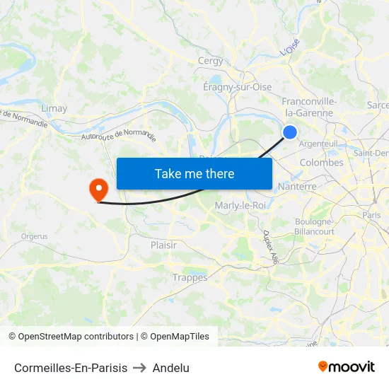Cormeilles-En-Parisis to Andelu map