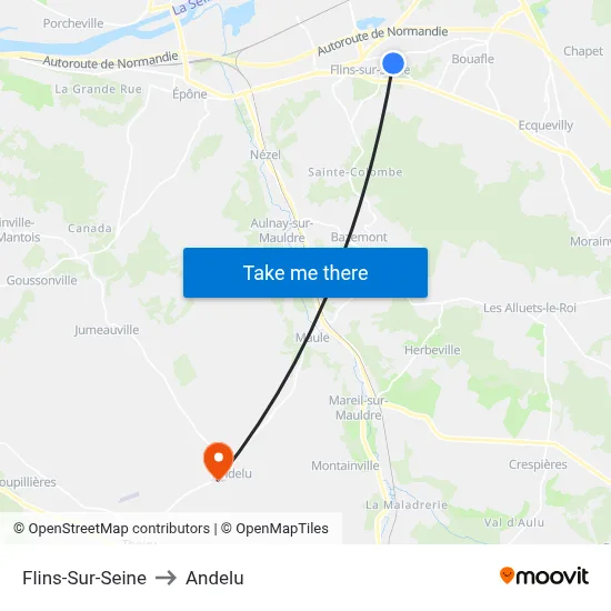 Flins-Sur-Seine to Andelu map
