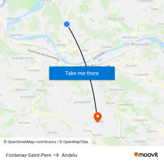 Fontenay-Saint-Pere to Andelu map