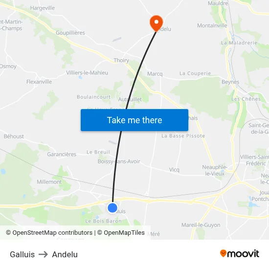 Galluis to Andelu map