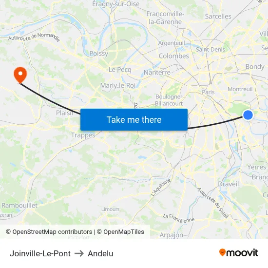 Joinville-Le-Pont to Andelu map