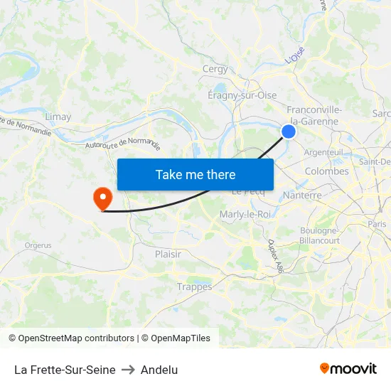 La Frette-Sur-Seine to Andelu map