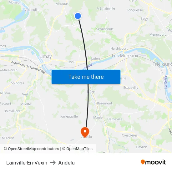 Lainville-En-Vexin to Andelu map