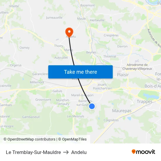 Le Tremblay-Sur-Mauldre to Andelu map