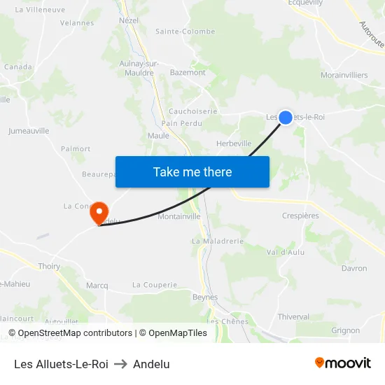 Les Alluets-Le-Roi to Andelu map