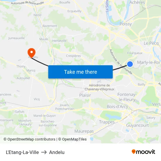 L'Etang-La-Ville to Andelu map