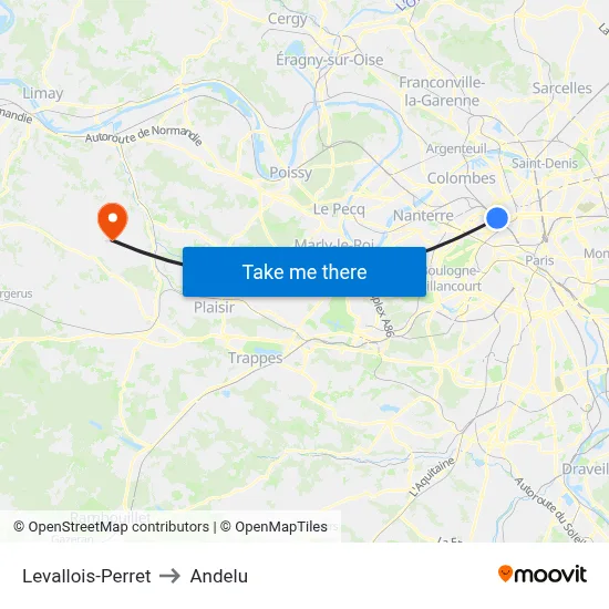 Levallois-Perret to Andelu map