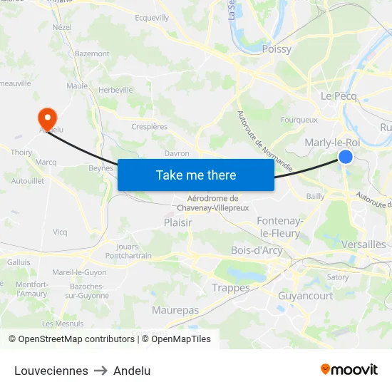 Louveciennes to Andelu map