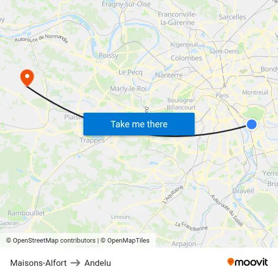 Maisons-Alfort to Andelu map
