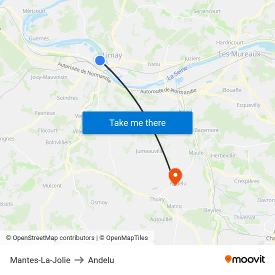 Mantes-La-Jolie to Andelu map
