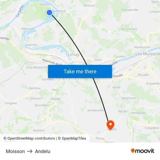 Moisson to Andelu map
