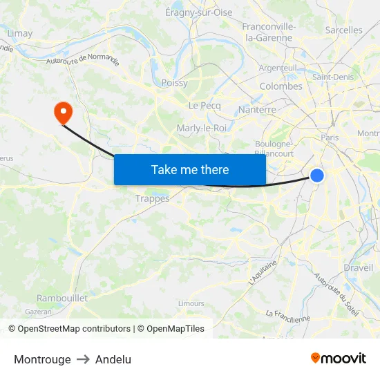 Montrouge to Andelu map