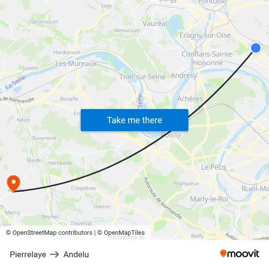 Pierrelaye to Andelu map