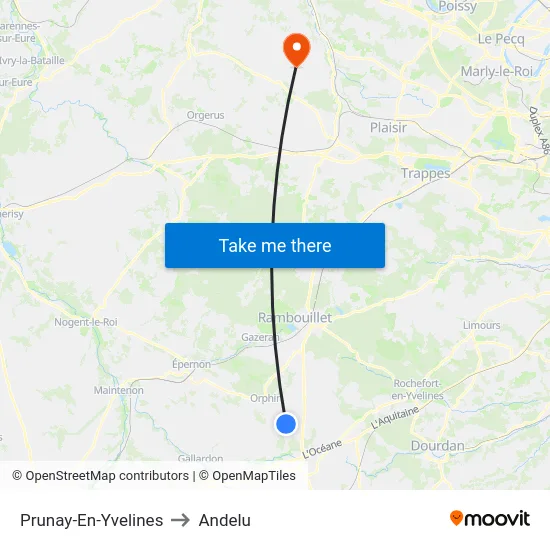 Prunay-En-Yvelines to Andelu map