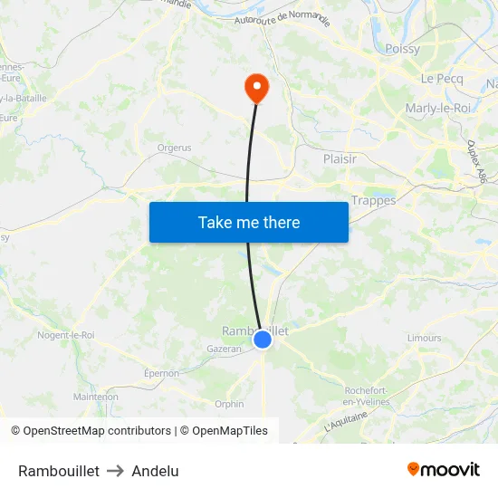 Rambouillet to Andelu map