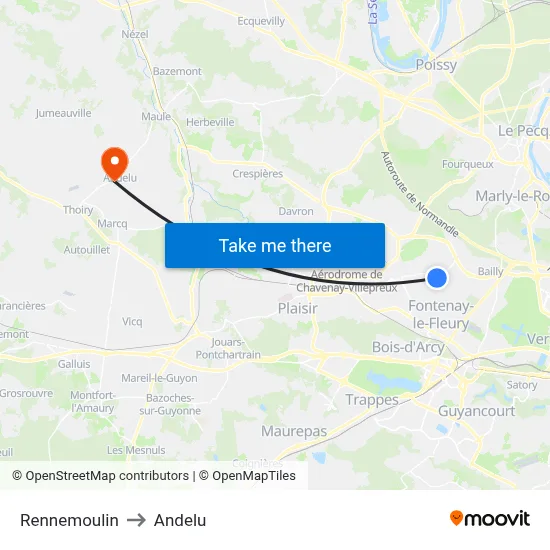 Rennemoulin to Andelu map