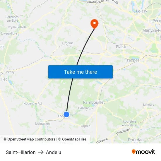 Saint-Hilarion to Andelu map