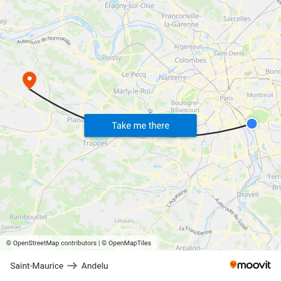 Saint-Maurice to Andelu map