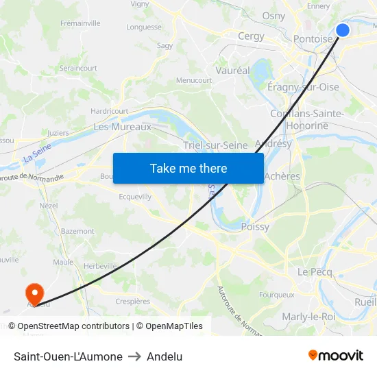 Saint-Ouen-L'Aumone to Andelu map