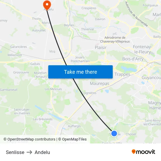 Senlisse to Andelu map