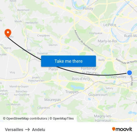Versailles to Andelu map