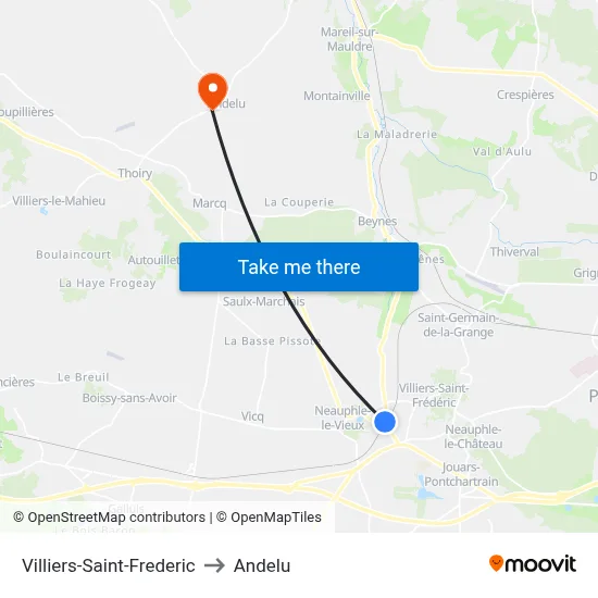 Villiers-Saint-Frederic to Andelu map