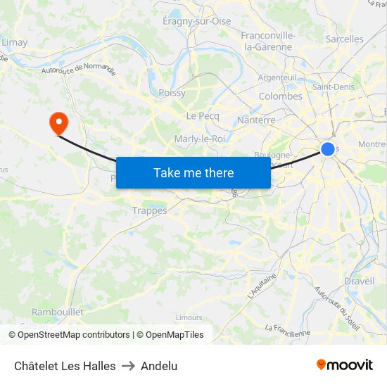 Châtelet Les Halles to Andelu map