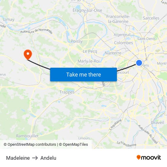 Madeleine to Andelu map