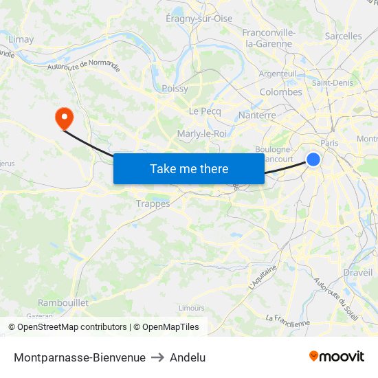 Montparnasse-Bienvenue to Andelu map