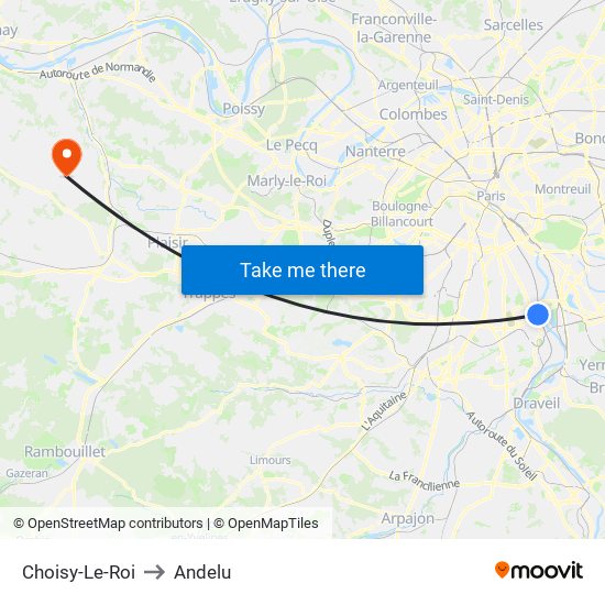 Choisy-Le-Roi to Andelu map