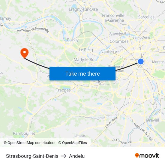 Strasbourg-Saint-Denis to Andelu map