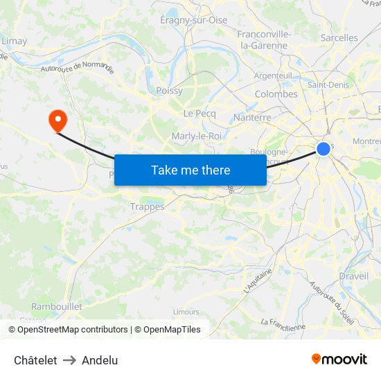 Châtelet to Andelu map