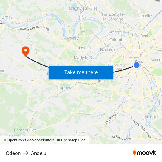 Odéon to Andelu map