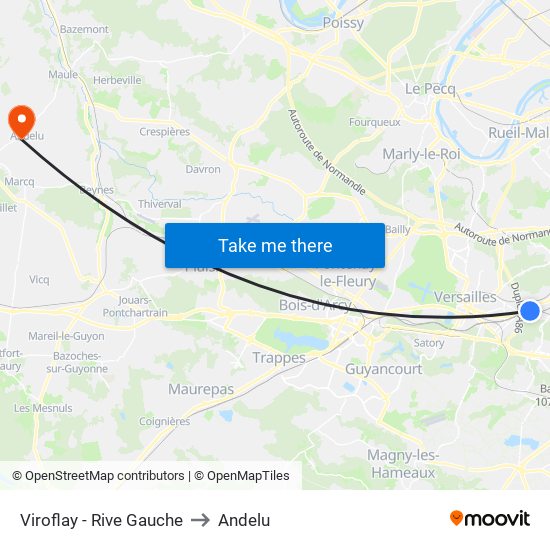 Viroflay - Rive Gauche to Andelu map