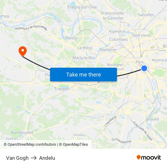 Van Gogh to Andelu map