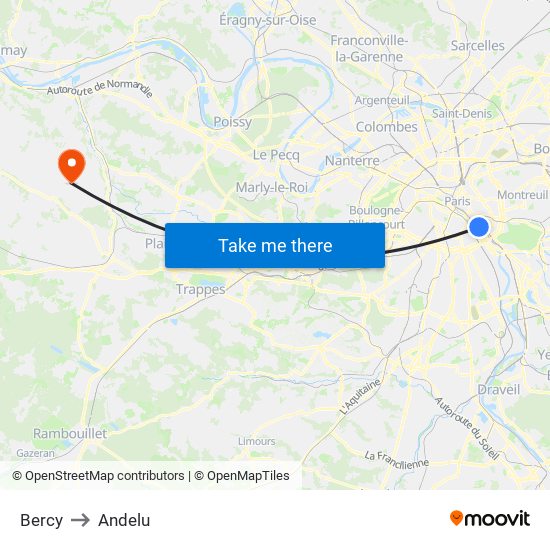 Bercy to Andelu map