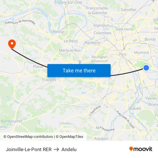 Joinville-Le-Pont RER to Andelu map