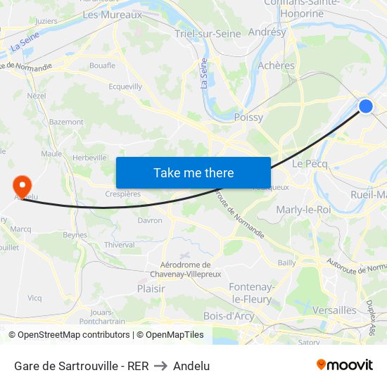 Gare de Sartrouville - RER to Andelu map