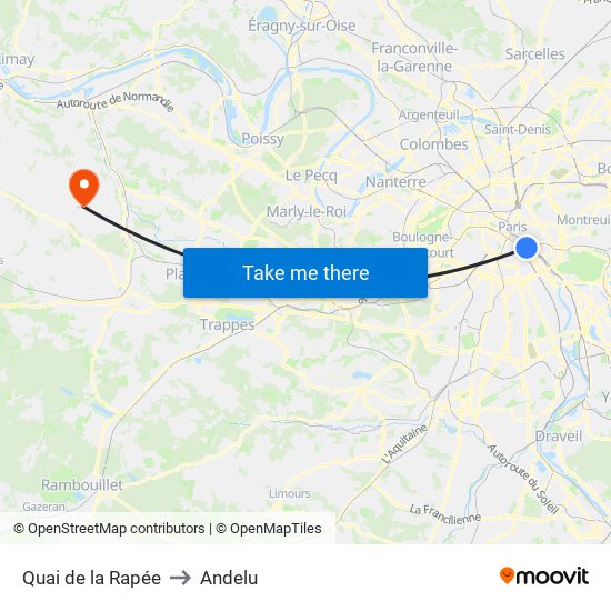 Quai de la Rapée to Andelu map
