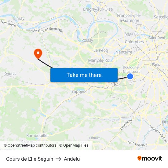 Cours de L'Ile Seguin to Andelu map